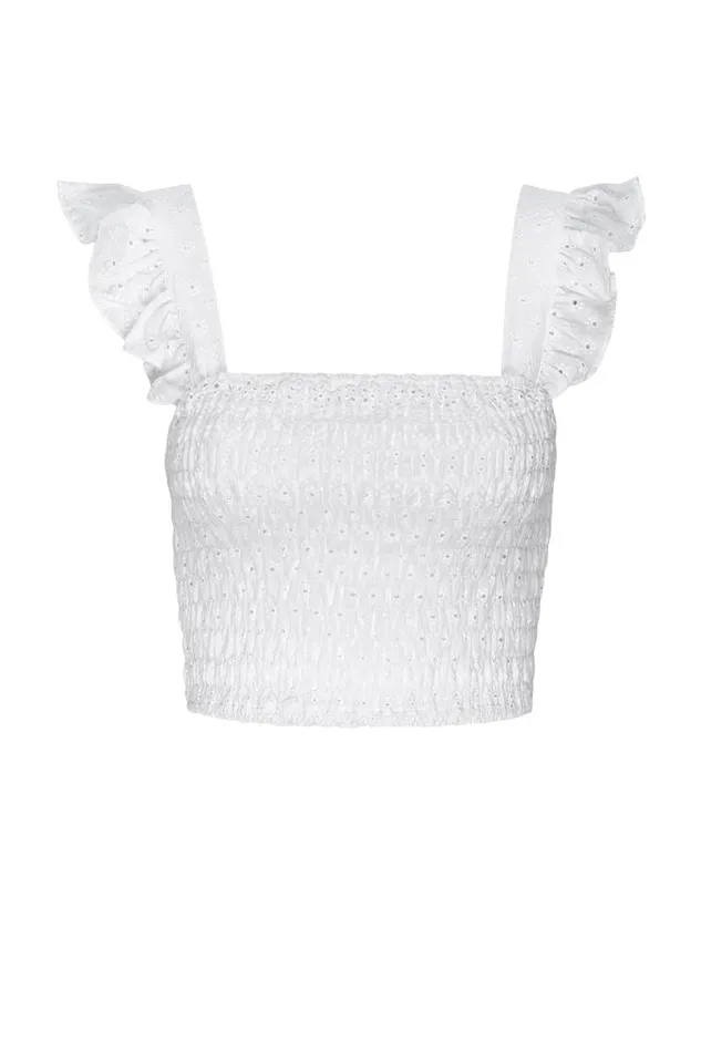 Matching Sets Women MISA Los Angeles ABELIA TOP White Eyelet