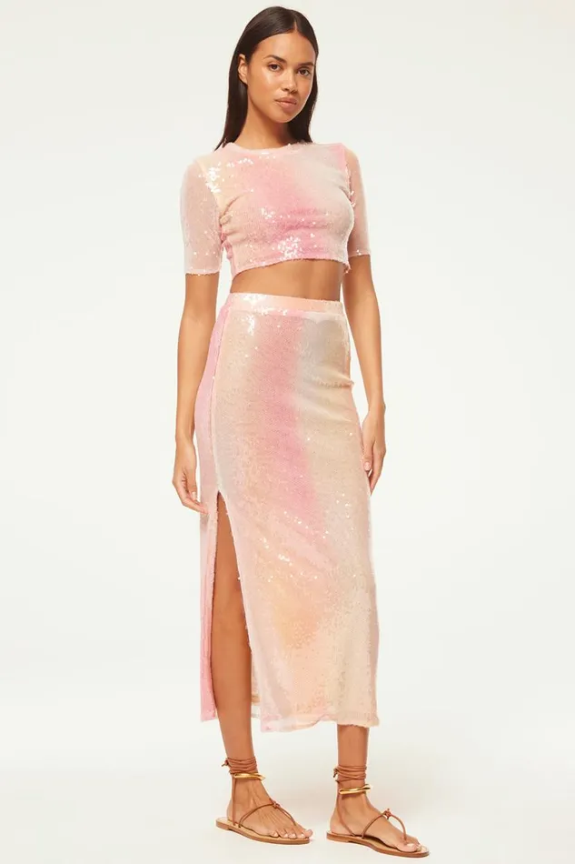 Matching Sets Women MISA Los Angeles AISHA SKIRT Sequin Ombre