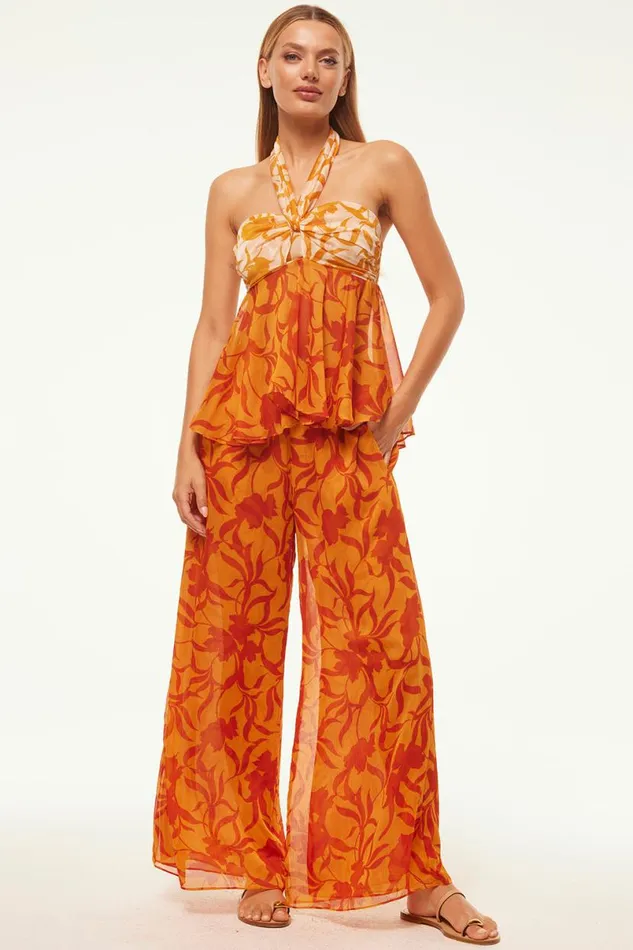 Matching Sets Women MISA Los Angeles FREDA PANT Atlas Floral Persimmon