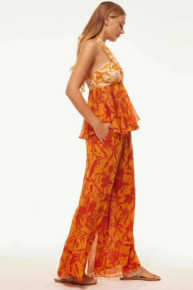 Matching Sets Women MISA Los Angeles FREDA PANT Atlas Floral Persimmon