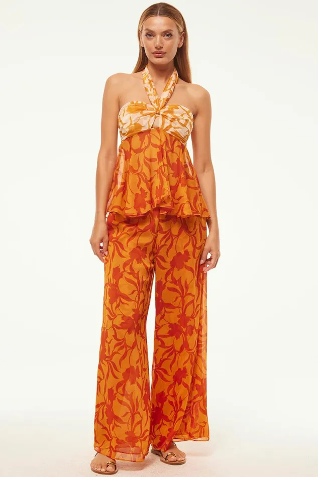 Matching Sets Women MISA Los Angeles FREDA PANT Atlas Floral Persimmon