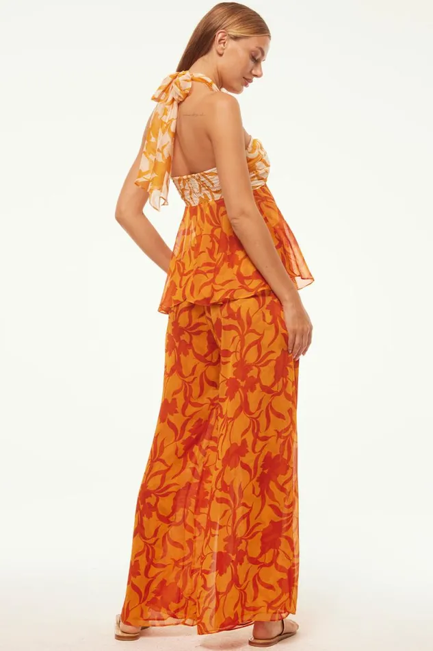 Matching Sets Women MISA Los Angeles FREDA PANT Atlas Floral Persimmon