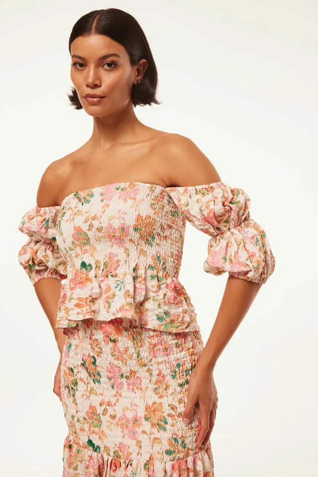 Matching Sets Women MISA Los Angeles VIDA TOP Persimmon Crinkle