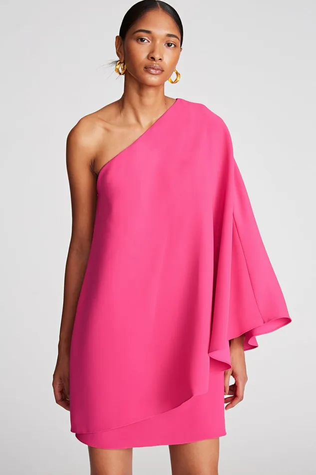 Melina Dress In Stretch Crepe Magenta Women Halston Dresses