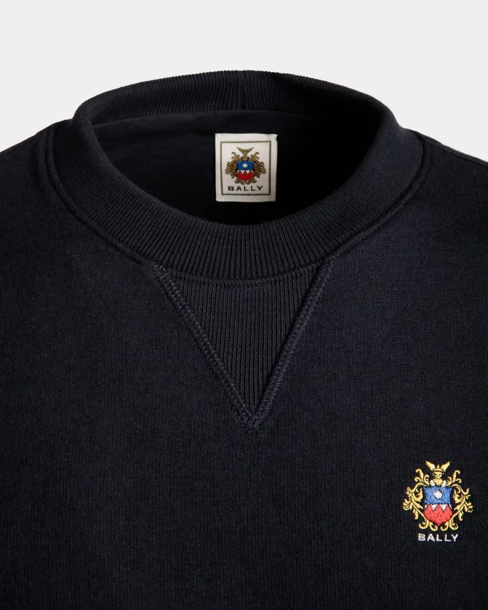 Men Adrien Brody Travel Collection Crewneck Sweatshirt In Navy Blue Cashmere Blend Bally Tracksuits