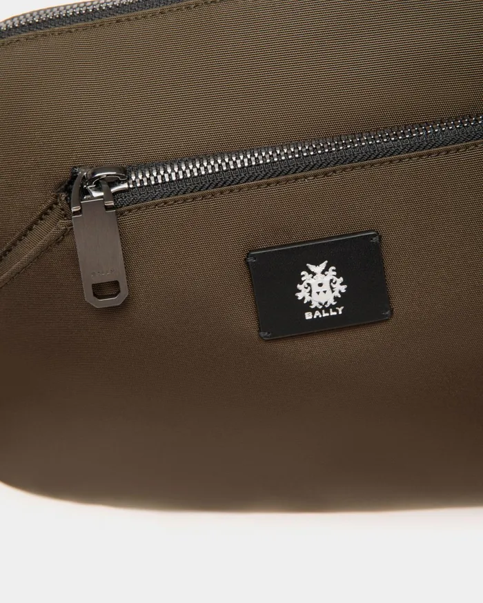 Men Adrien Brody Travel Collection Crossbody In Military Green Nylon Bally Messenger Bags