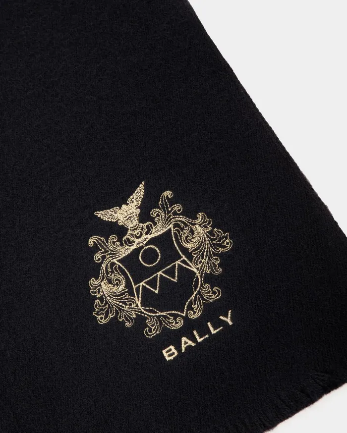 Men Adrien Brody Travel Collection Scarf In Navy Blue Wool Blend Bally Scarves