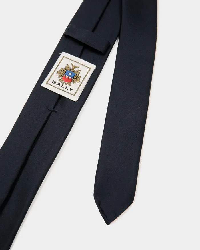 Men Adrien Brody Travel Collection Tie In Navy Blue Silk Bally Small Accessories