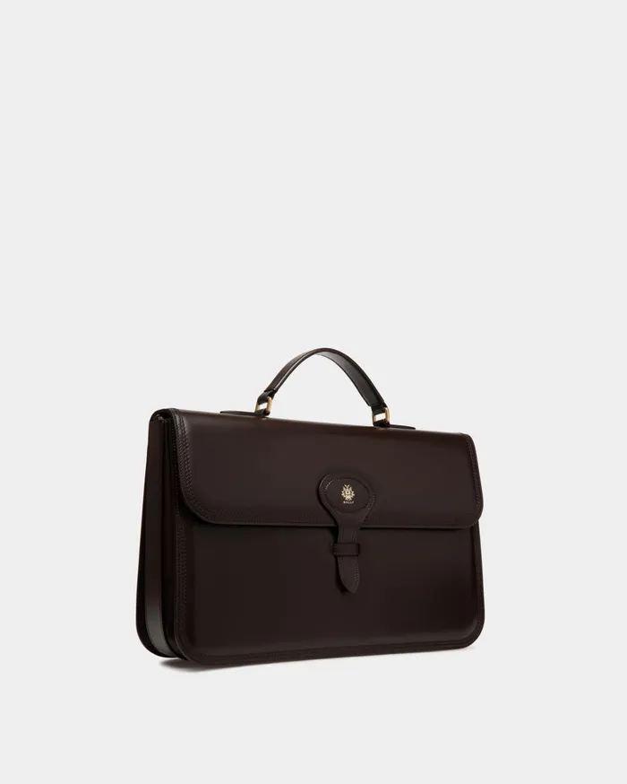 Men Beckett Briefcase In Ebano Leather Bally Business Bags