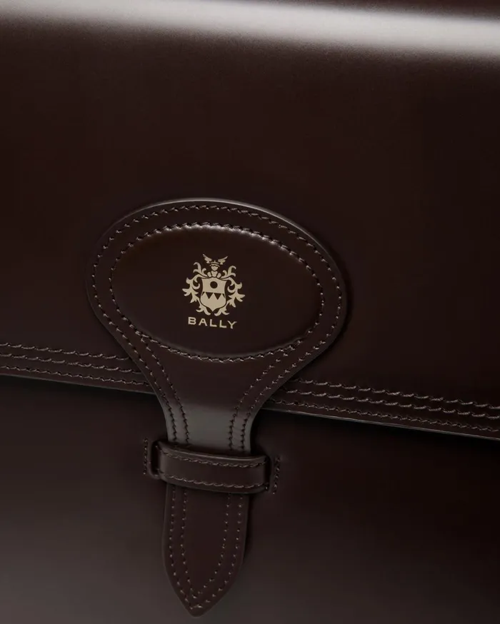 Men Beckett Briefcase In Ebano Leather Bally Business Bags