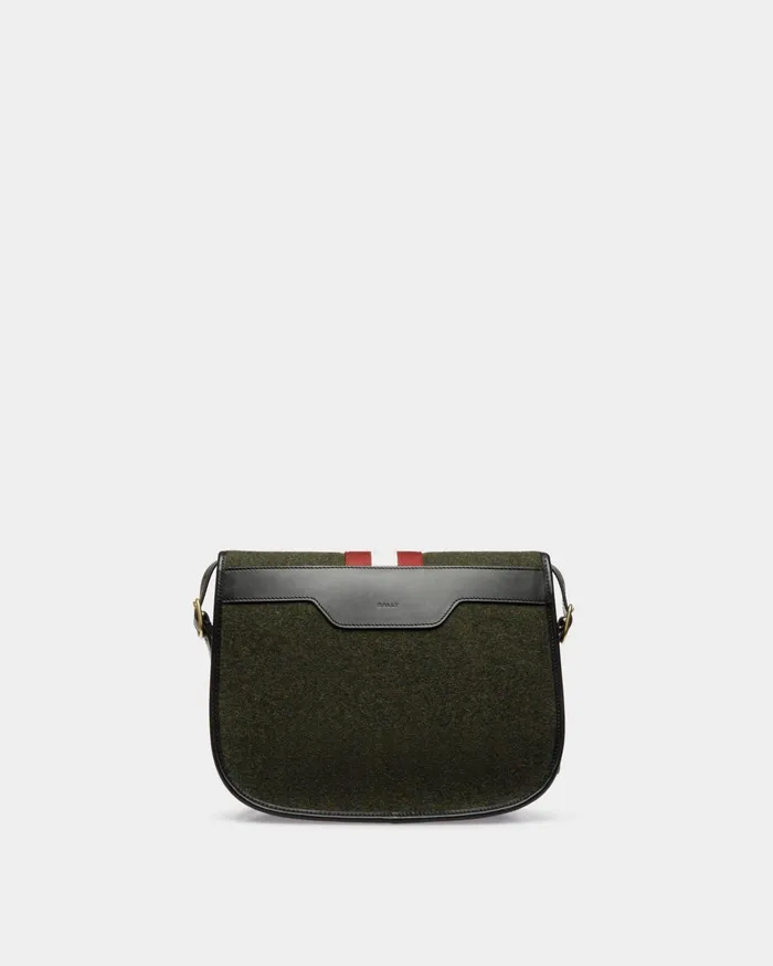 Men Beckett Crossbody Bag In Dark Green Wool And Leather Bally Messenger Bags