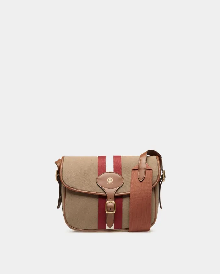 Men Beckett Crossbody Bag In Khaki Cotton Canvas Bally Messenger Bags