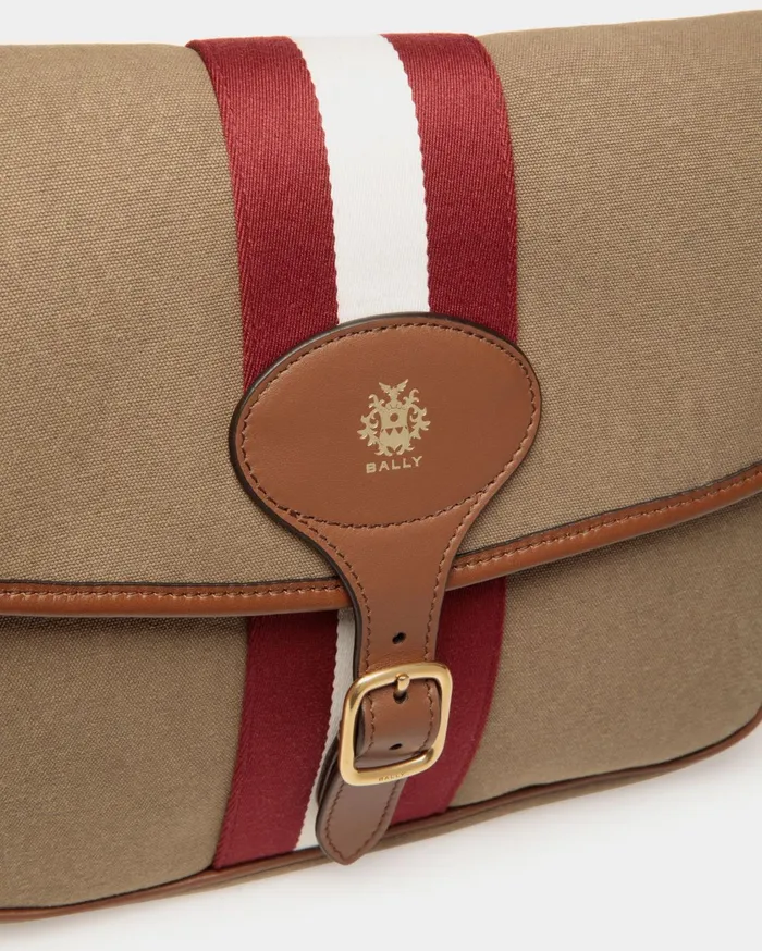 Men Beckett Crossbody Bag In Khaki Cotton Canvas Bally Messenger Bags