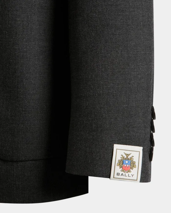 Men Blazer In Dark Grey Wool Blend Bally Coats and Jackets