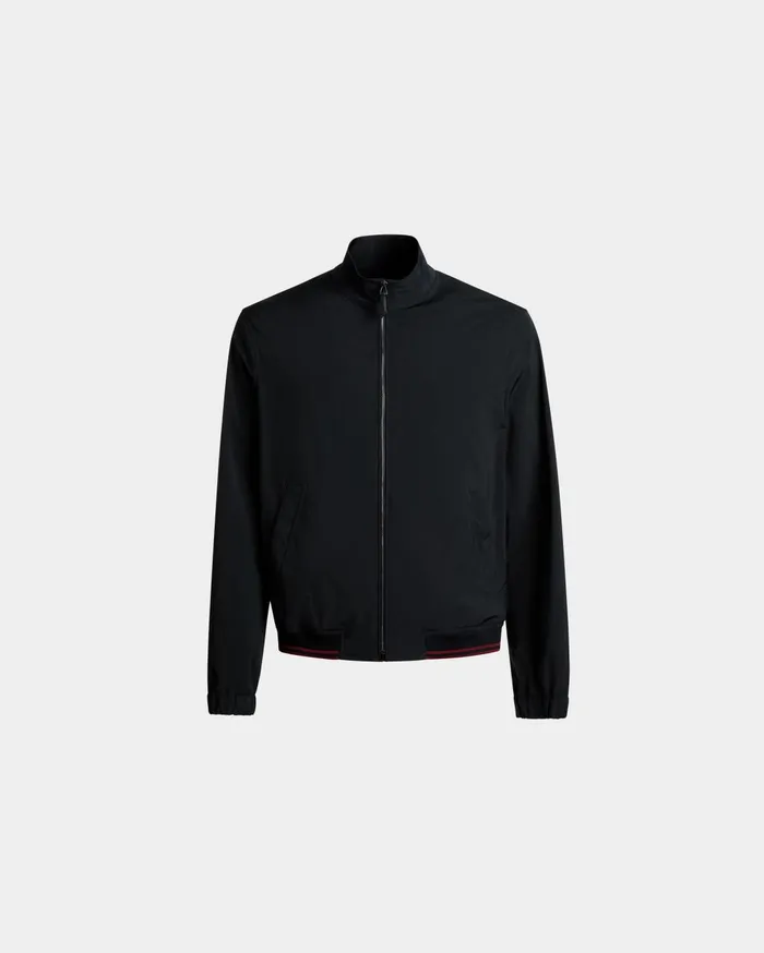 Men Blouson In Navy Blue Nylon Bally Coats and Jackets