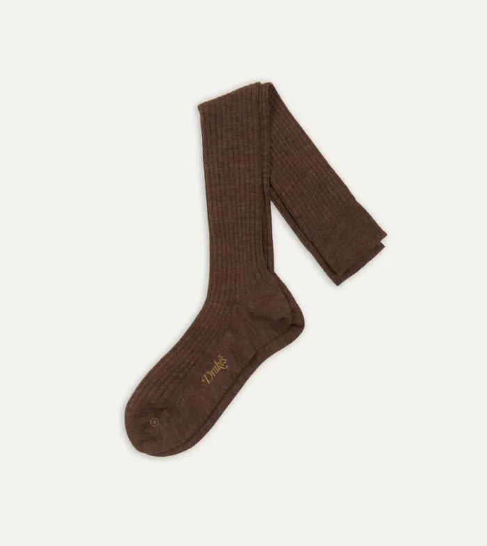Men Brown Wool OvertheCalf Socks Drake039s Socks