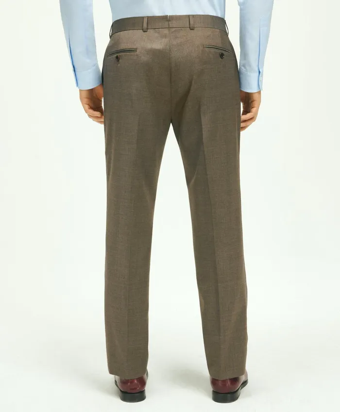 Men Classic Fit Wool 1818 Dress Pants Brown Brooks Brothers Dress Pants
