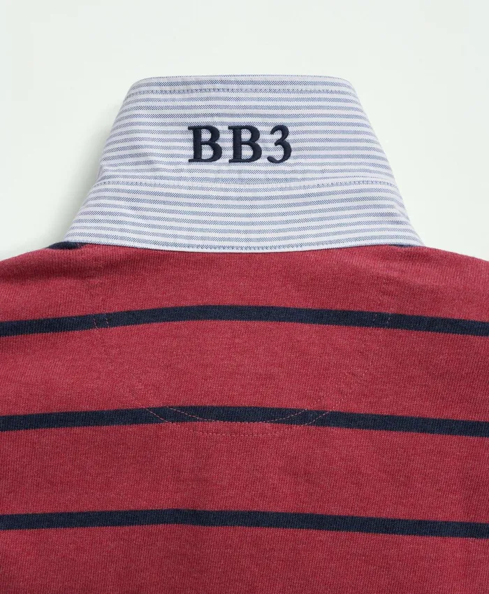 Men Cotton Bb3 Stripe Rugby Shirt Pinknavy Brooks Brothers Polo and Rugby Shirts