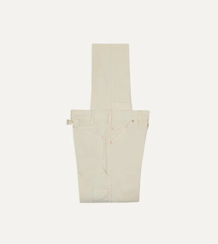 Men Ecru CottonLinen Canvas Carpenter Jeans Drake039s Trousers
