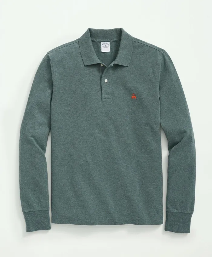 Men Golden Fleece Slim Fit Stretch Supima LongSleeve Polo Shirt Dark Green Brooks Brothers Polo and Rugby Shirts Men Golden Fleece Slim Fit Stretch Supima LongSleeve Polo Shirt Dark Green Brooks Brothers Polo and Rugby Shirts