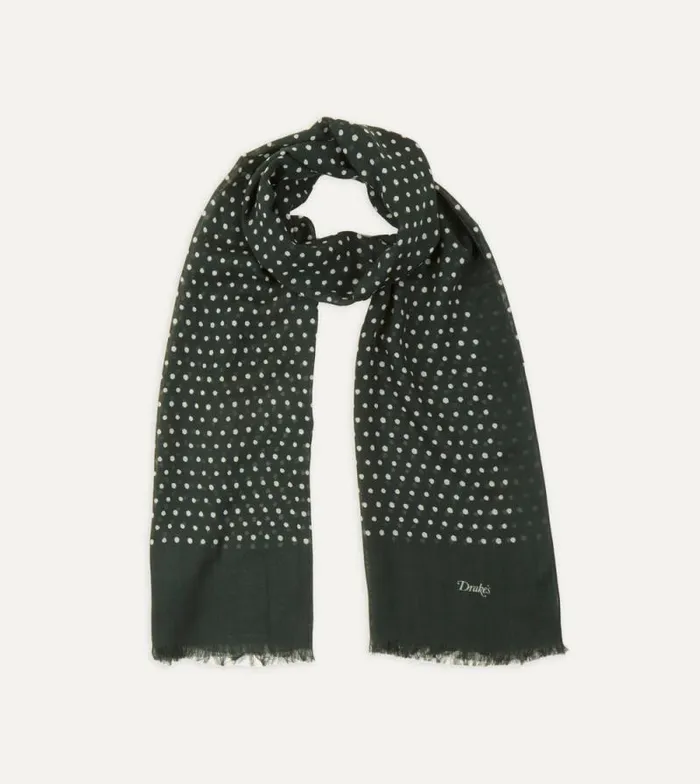 Men Green Polka Dot Wool Scarf Drake039s Scarves
