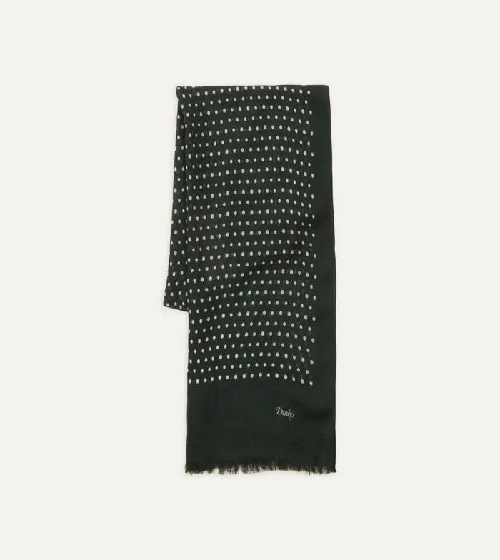 Men Green Polka Dot Wool Scarf Drake039s Scarves