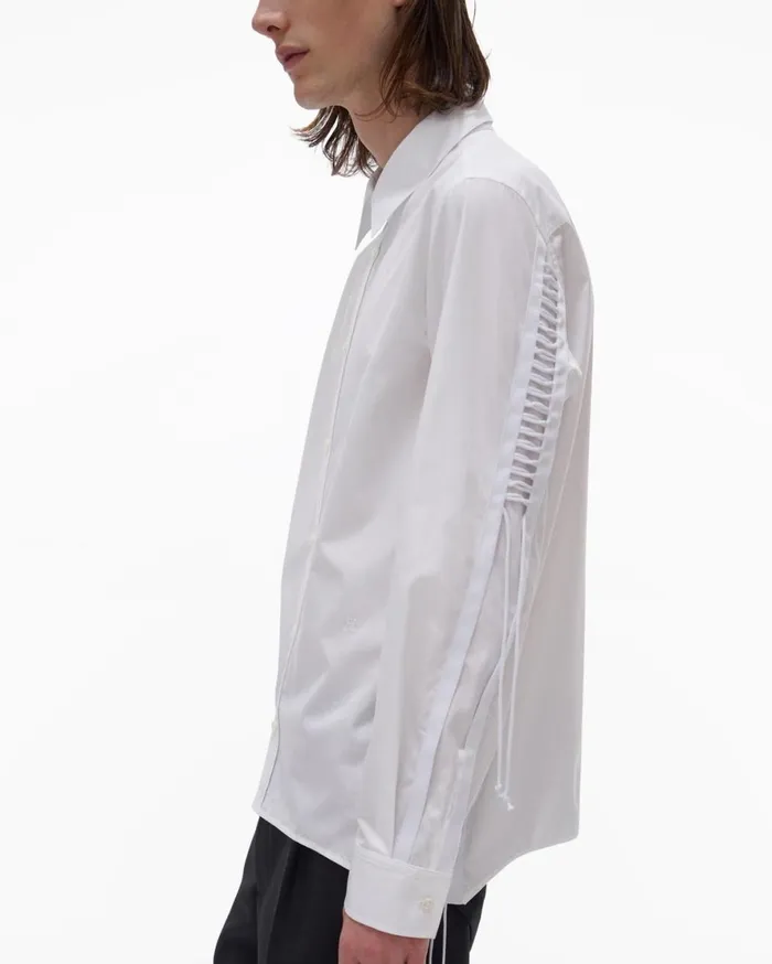 Men Helmut Lang Shirts Laced Shirt White
