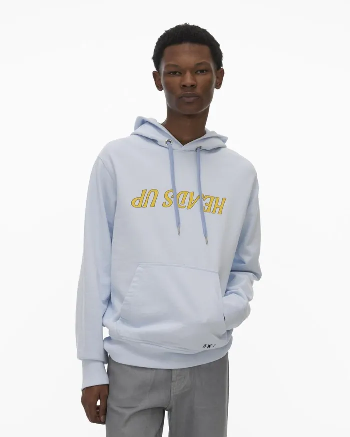 Men Helmut Lang Sweatshirts Heads Up Hoodie Cyber Blue