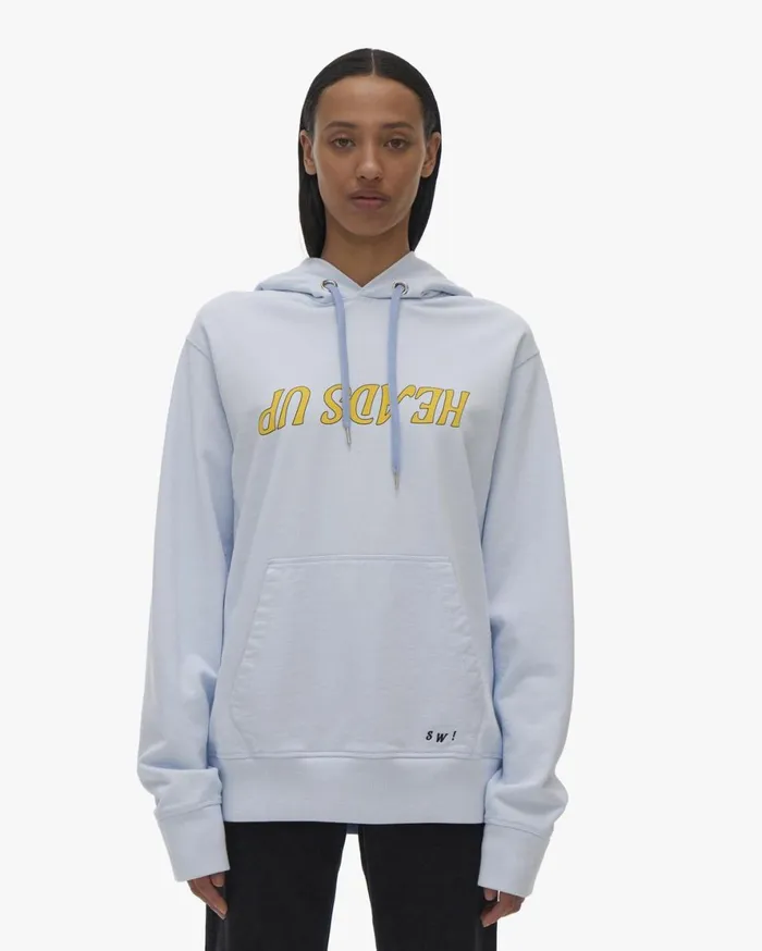 Men Helmut Lang Sweatshirts Heads Up Hoodie Cyber Blue