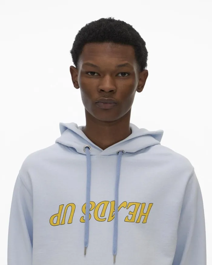 Men Helmut Lang Sweatshirts Heads Up Hoodie Cyber Blue