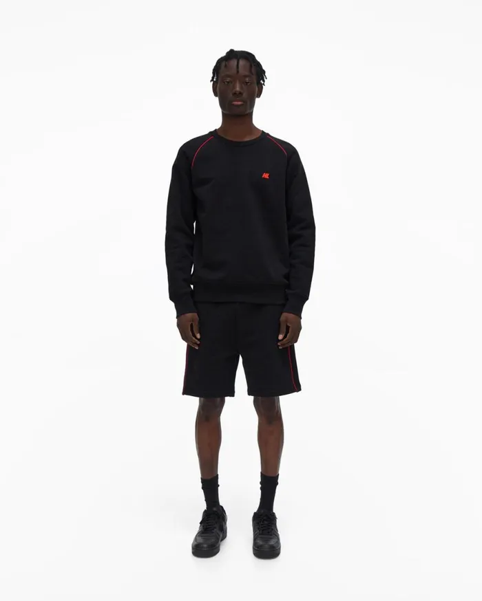 Men Helmut Lang Sweatshirts Raglan Sleeve Sweatshirt Black