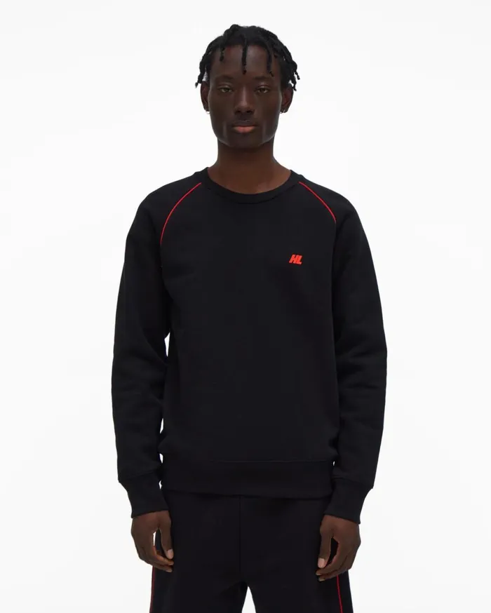Men Helmut Lang Sweatshirts Raglan Sleeve Sweatshirt Black