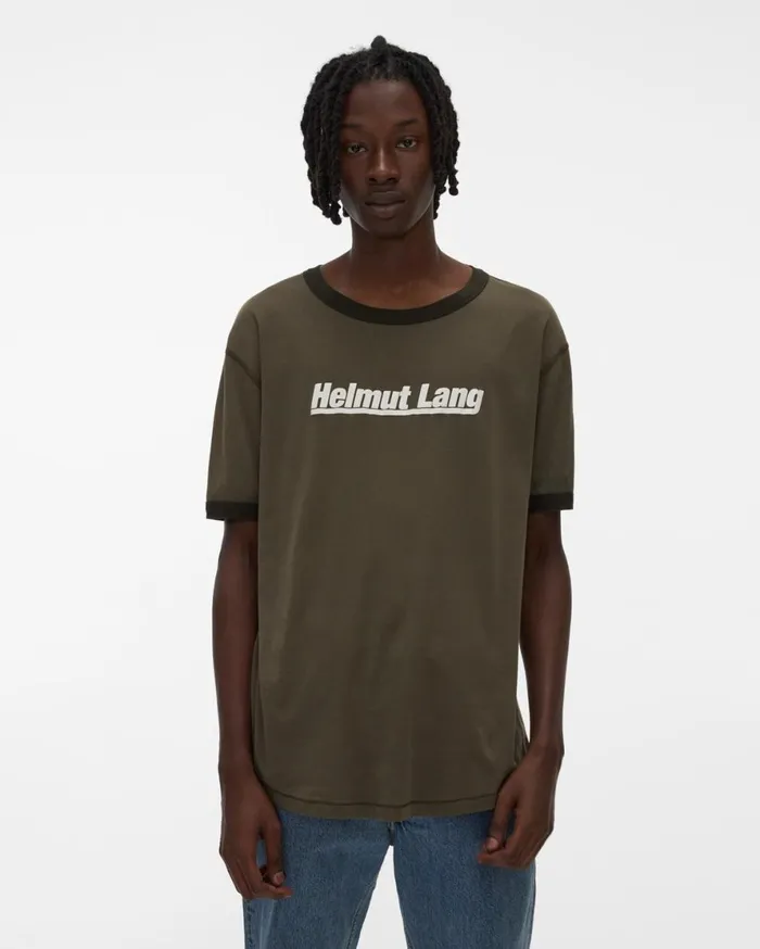 Men Helmut Lang TShirts Retro Rib Base Layer Tee Naval Green