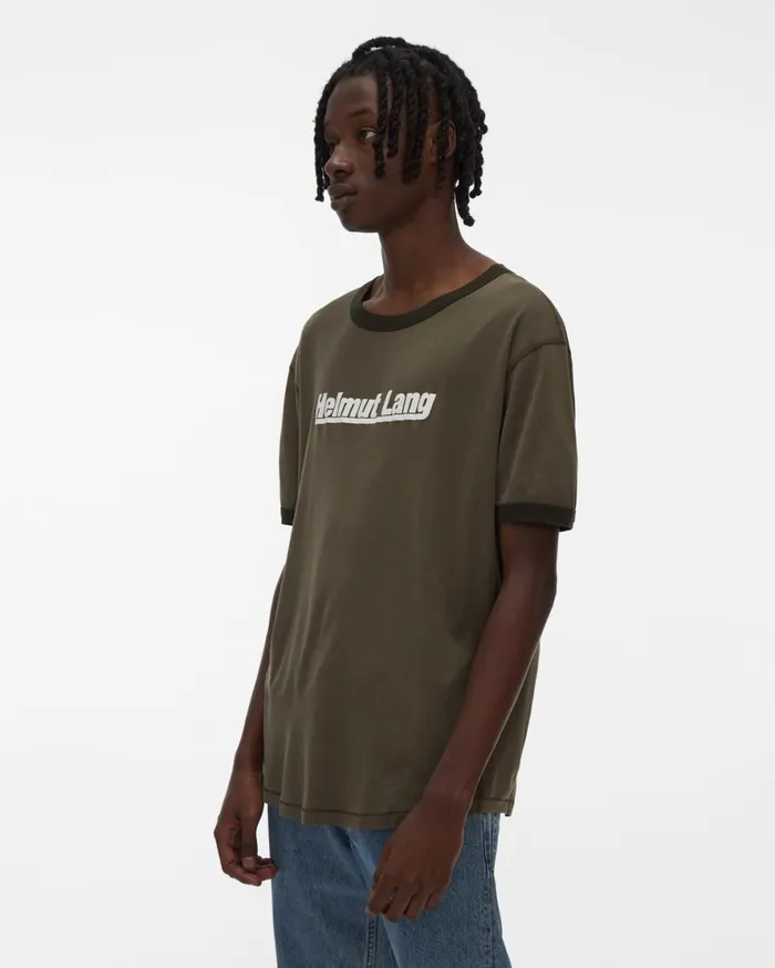Men Helmut Lang TShirts Retro Rib Base Layer Tee Naval Green