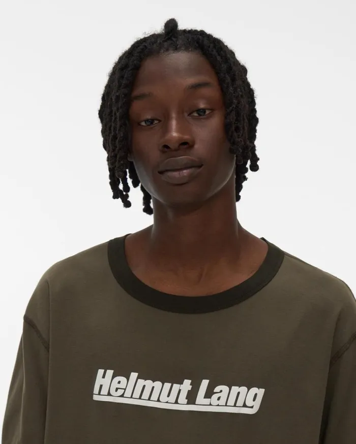 Men Helmut Lang TShirts Retro Rib Base Layer Tee Naval Green