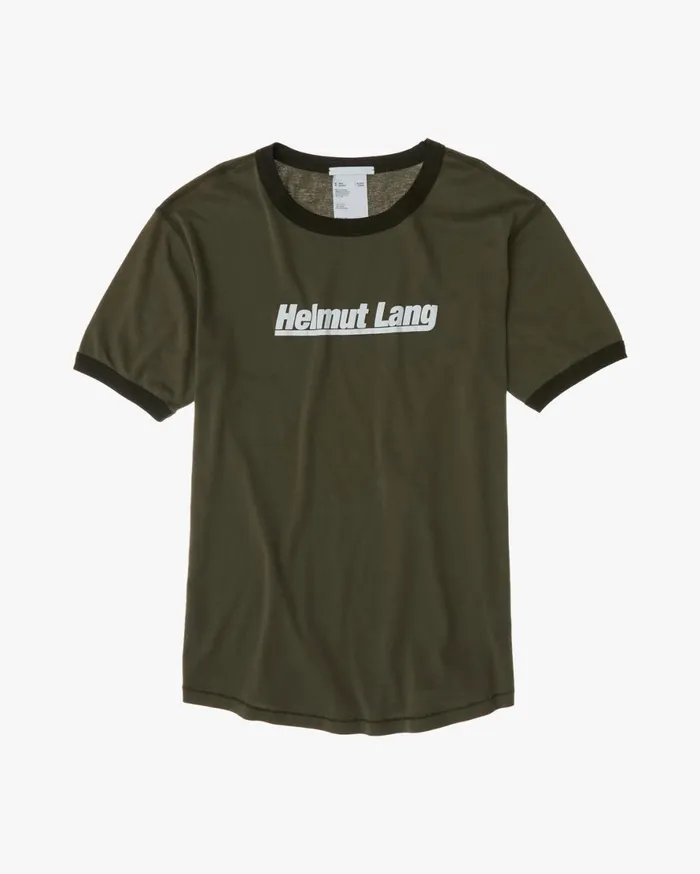 Men Helmut Lang TShirts Retro Rib Base Layer Tee Naval Green