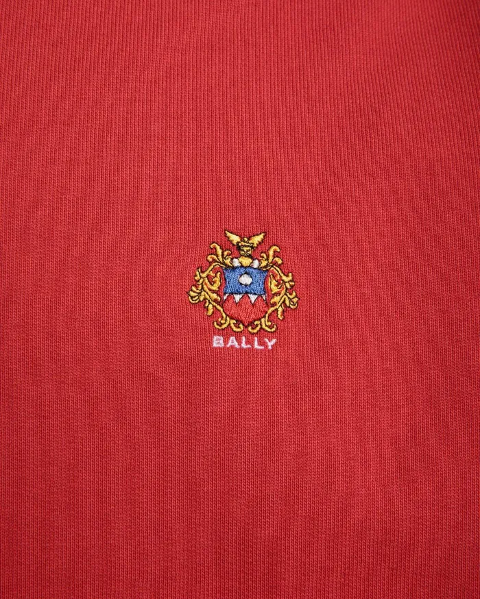 Men Hoodie With A Bally Crest Logo In Red Cotton Bally Tracksuits