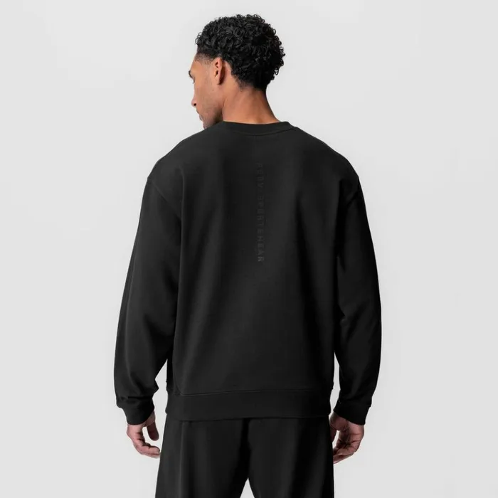 Men Hoodies and Sweatshirts ASRV Herringbone Terry Crewneck Black