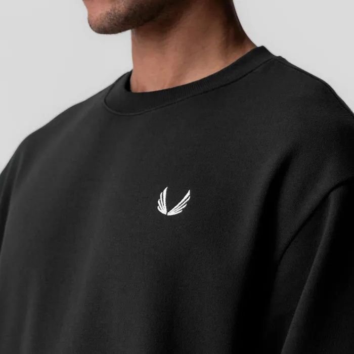 Men Hoodies and Sweatshirts ASRV Herringbone Terry Crewneck Black