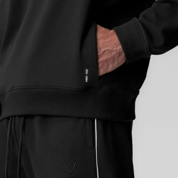 Men Hoodies and Sweatshirts ASRV Herringbone Terry Crewneck Black