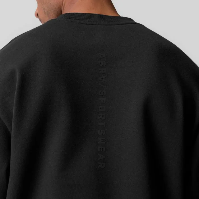 Men Hoodies and Sweatshirts ASRV Herringbone Terry Crewneck Black