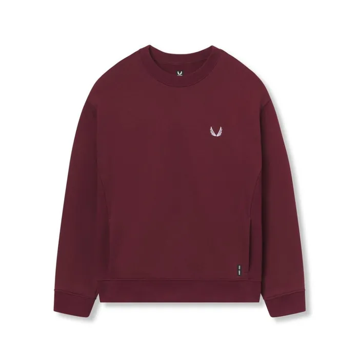 Men Hoodies and Sweatshirts ASRV Herringbone Terry Crewneck Crimson Red