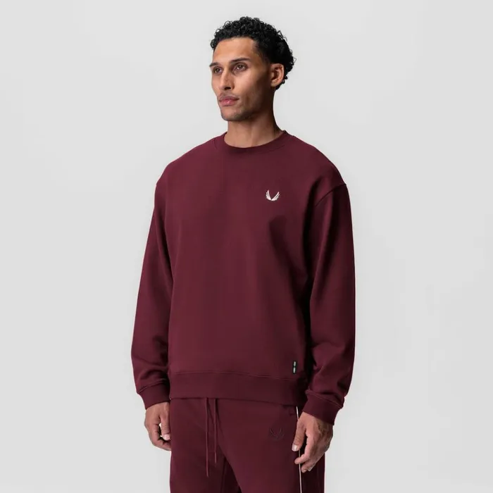 Men Hoodies and Sweatshirts ASRV Herringbone Terry Crewneck Crimson Red