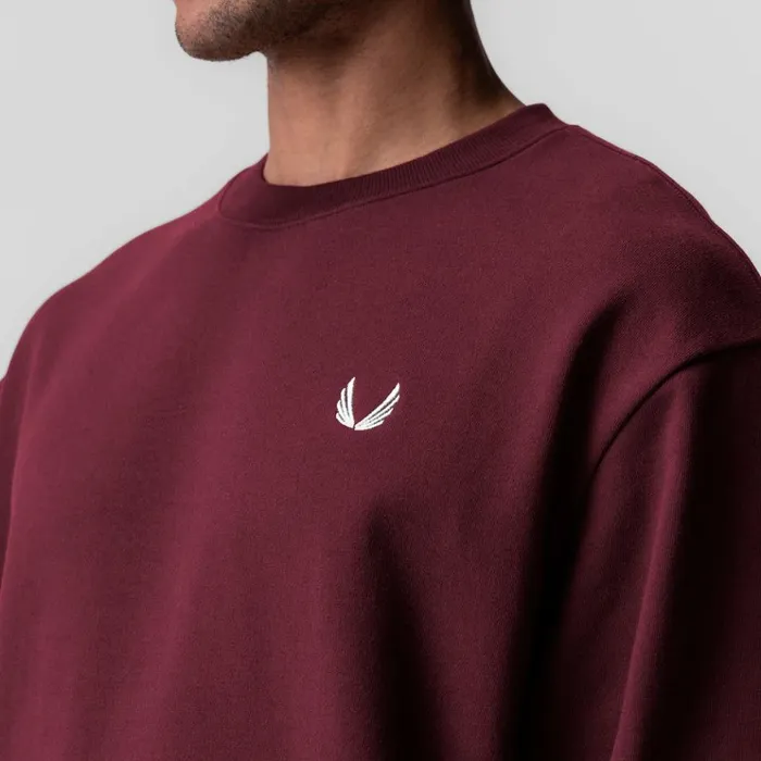 Men Hoodies and Sweatshirts ASRV Herringbone Terry Crewneck Crimson Red