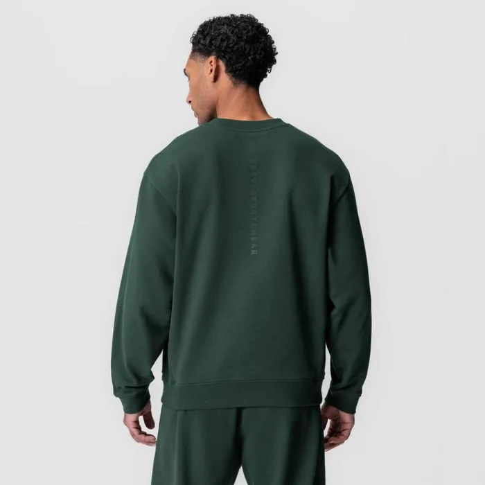 Men Hoodies and Sweatshirts ASRV Herringbone Terry Crewneck Forest Green