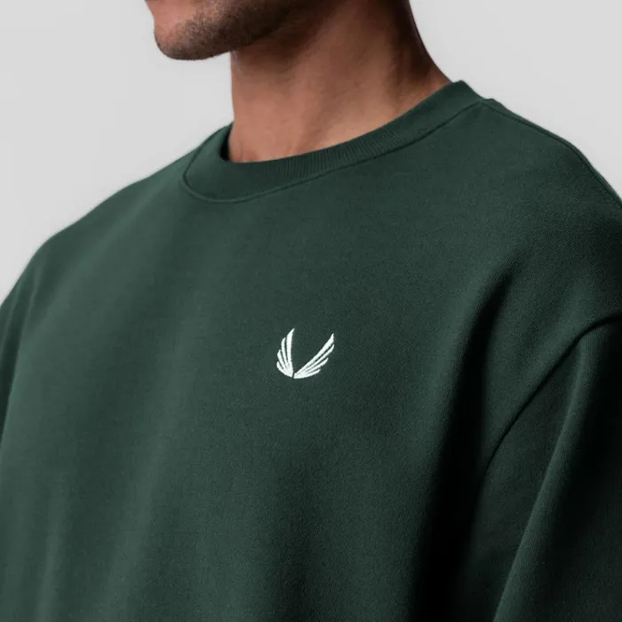 Men Hoodies and Sweatshirts ASRV Herringbone Terry Crewneck Forest Green