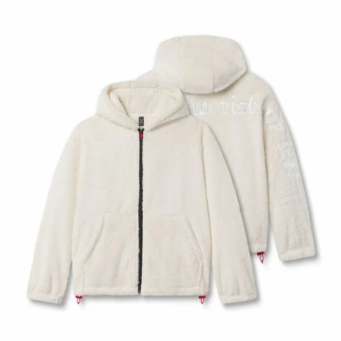 Men Hoodies and Sweatshirts ASRV Sherpa Recovery Full Zip Hoodie Ivory Creamwhite