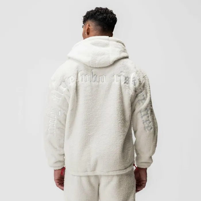 Men Hoodies and Sweatshirts ASRV Sherpa Recovery Full Zip Hoodie Ivory Creamwhite