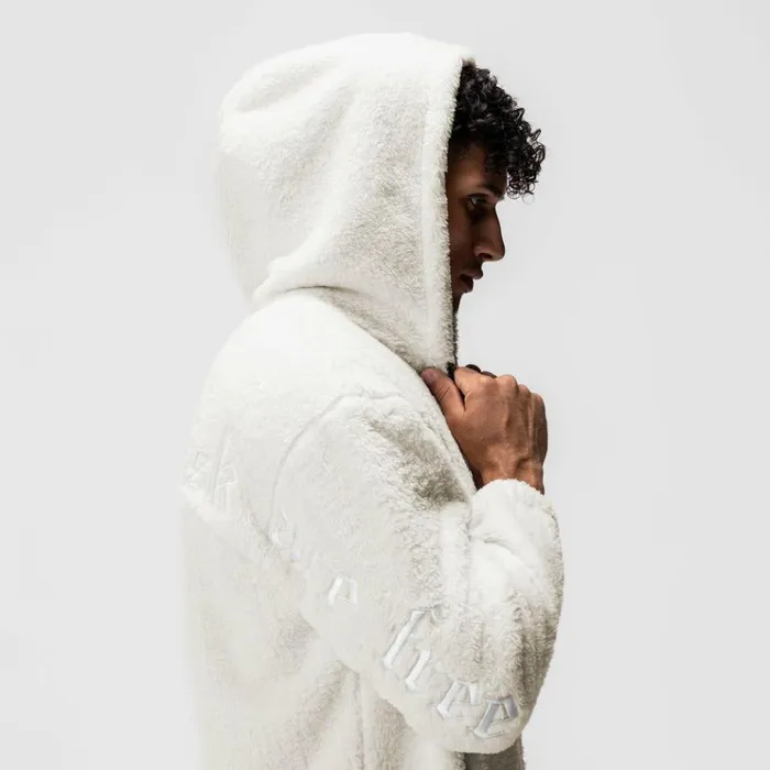 Men Hoodies and Sweatshirts ASRV Sherpa Recovery Full Zip Hoodie Ivory Creamwhite