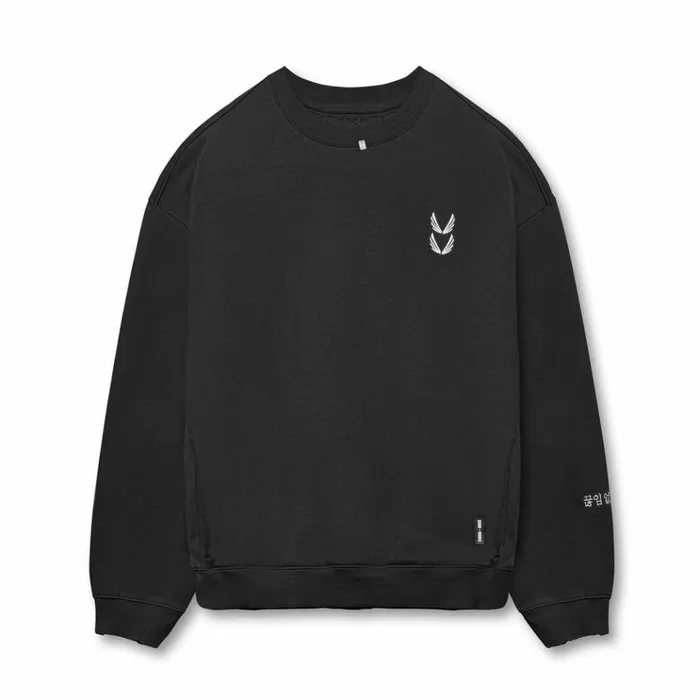 Men Hoodies and Sweatshirts ASRV Tech Essential Distressed Crewneck Black